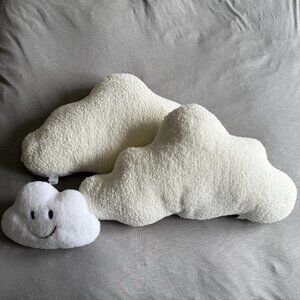 World Market Ivory Sherpa Cloud Shaped Throw Pillow - Set of 2 + 1 Small